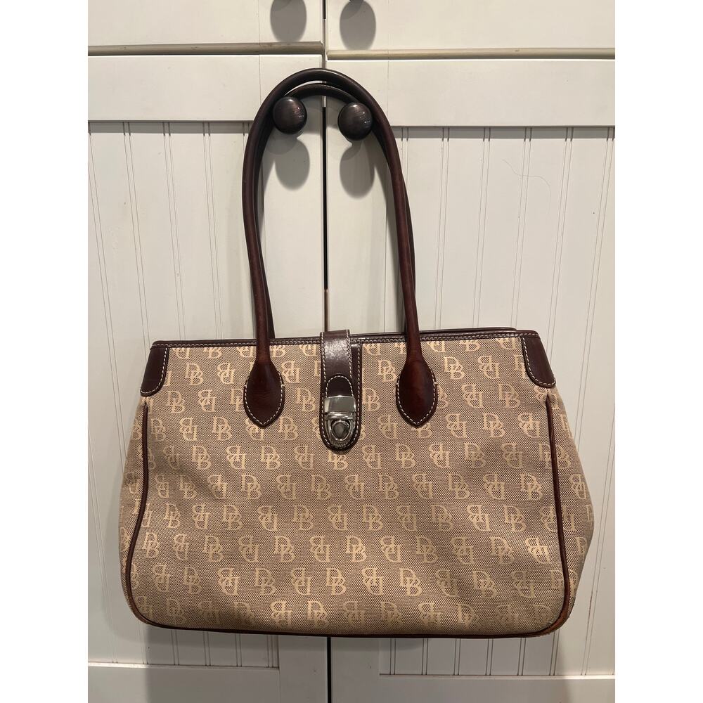 Dooney & Burke Women’s Signature Satchel Canvas & Leather Tote Bag Double Handle